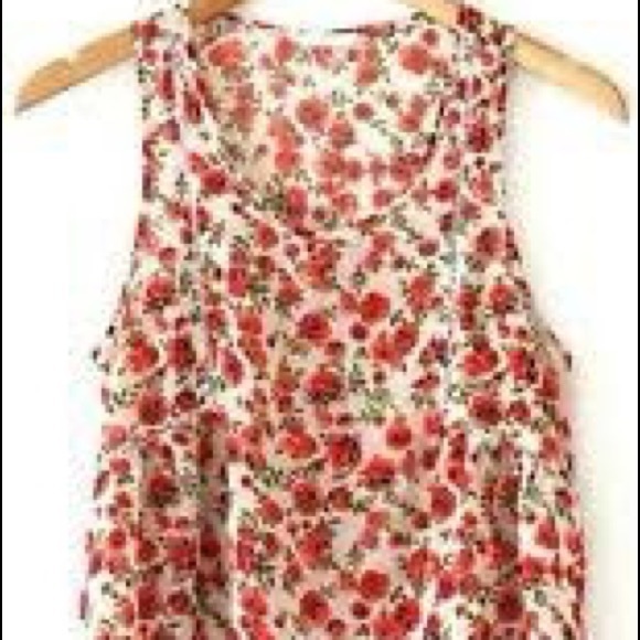 Lush- Sheer Floral Hi Low Crop Top Tank - Picture 1 of 5